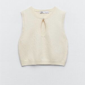 Zara Ivory Sleeveless Knit Top